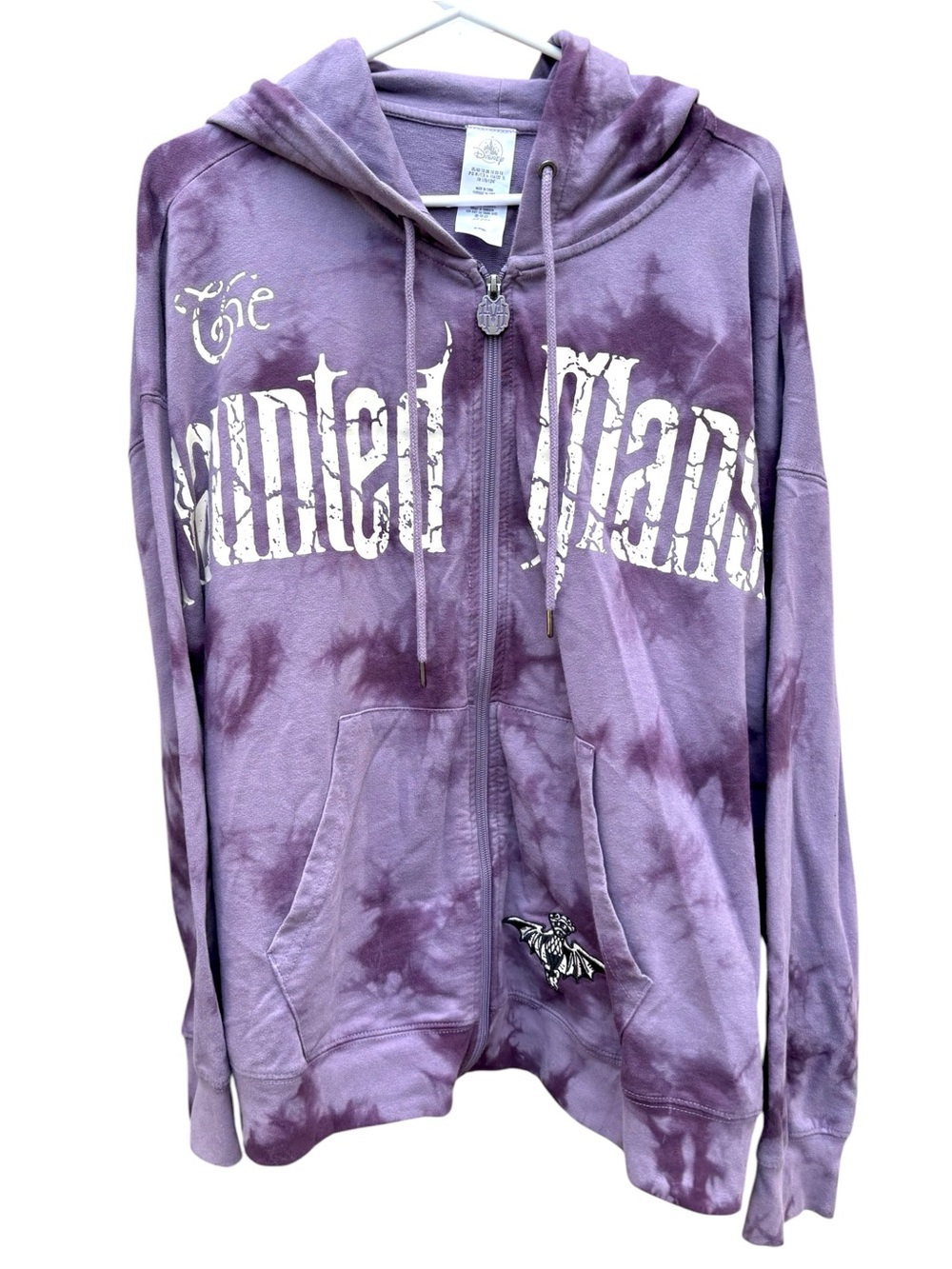 Disney Haunted Mansion purple Tie-Dye Zip-Up Hoodie Jacket with Graphic
